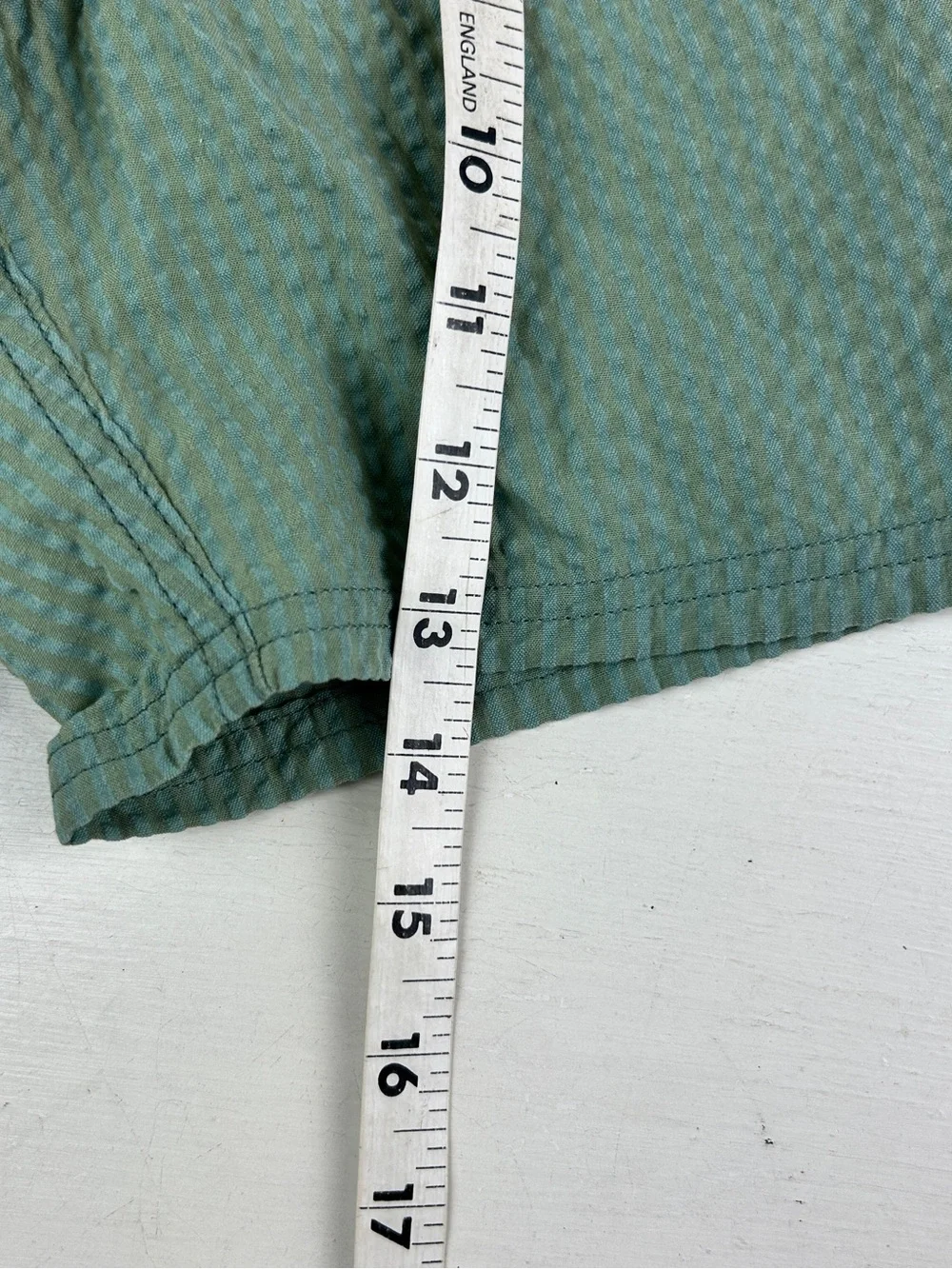 J Crew Flex Swimwear Shorts Mens Small Green Blend seersucker Lined